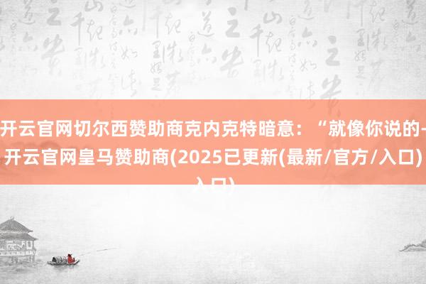 开云官网切尔西赞助商克内克特暗意：“就像你说的-开云官网皇马赞助商(2025已更新(最新/官方/入口)