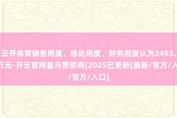 云开体育销售用度、惩处用度、财务用度认为2493.88万元-开云官网皇马赞助商(2025已更新(最新/官方/入口)